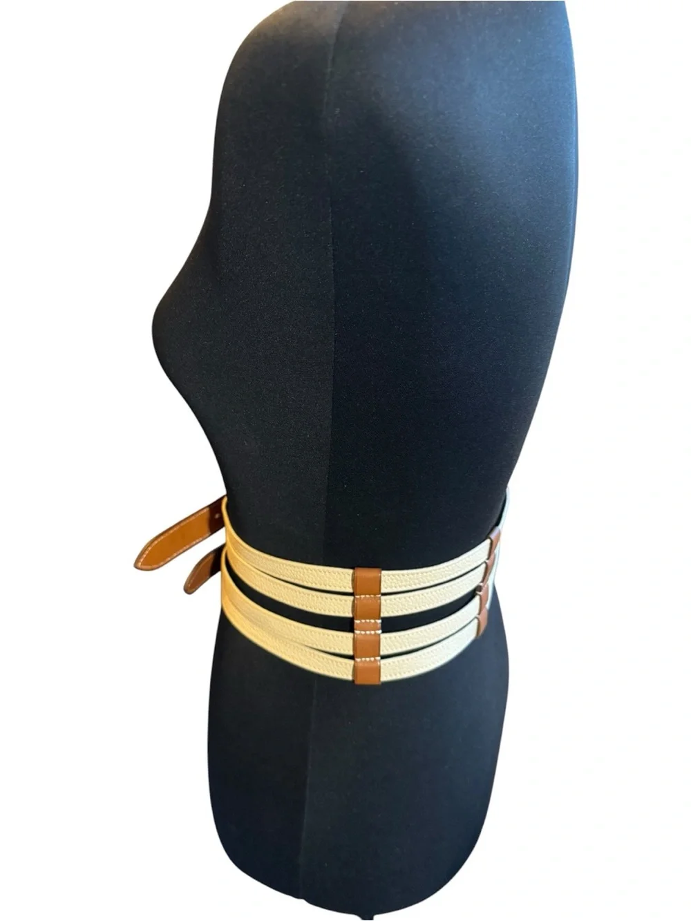 Hermes Two-Tone 2009 Leather Etriviere Double-Strap Belt Sz 31in/80cm (Medium) Hermes Two-Tone 2009 Leather Etriviere Double-Strap Belt Sz  main image 3